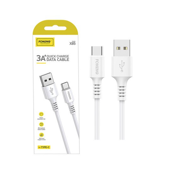 Foneng Type C Data Cable X85 One-Batch 3A QC 1m White